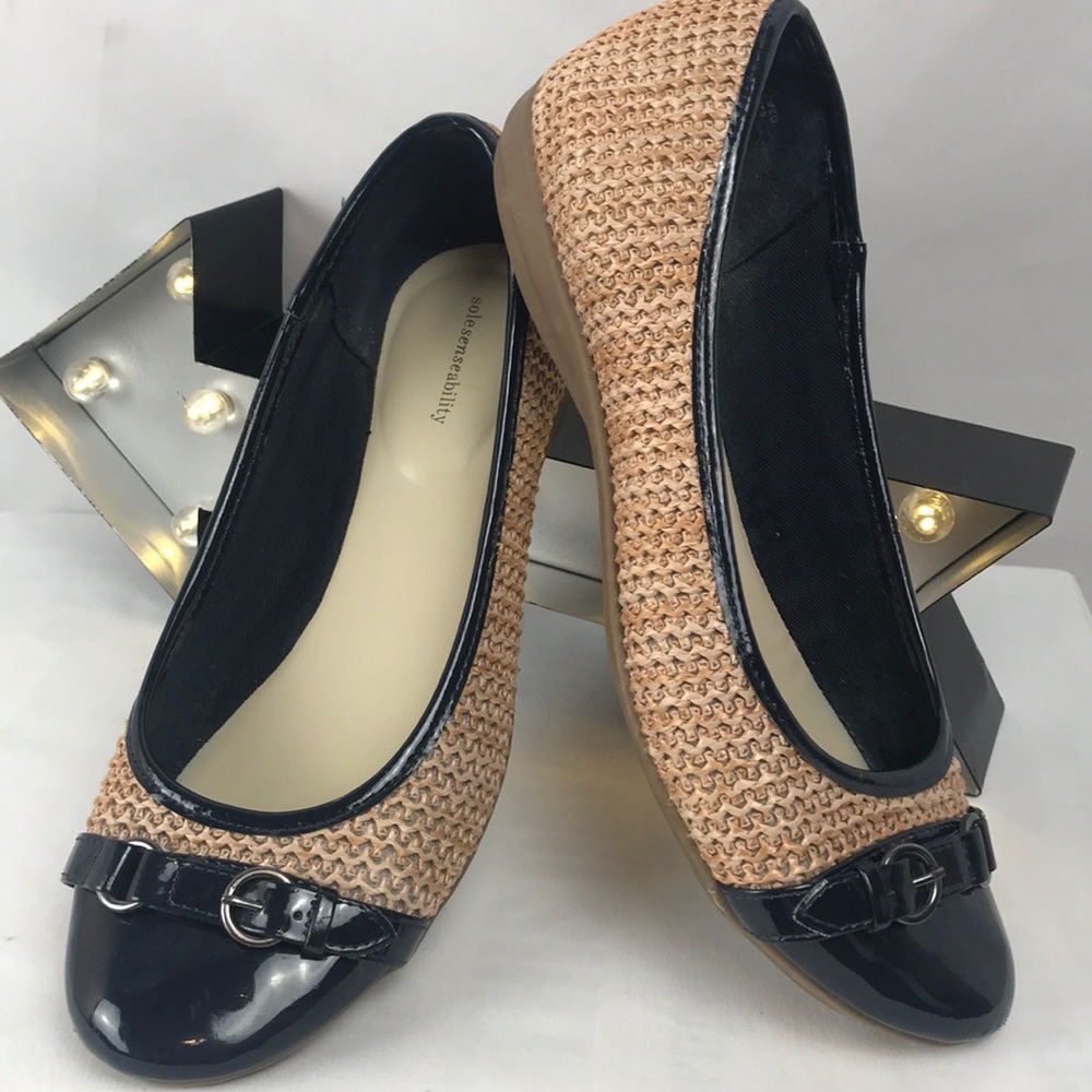 Blue and tan flats